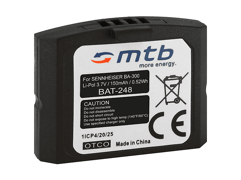 MTB MORE ENERGY Akku für Sennheiser Kopfhörer BA 300 BA-300 BA300 BA300 ...
