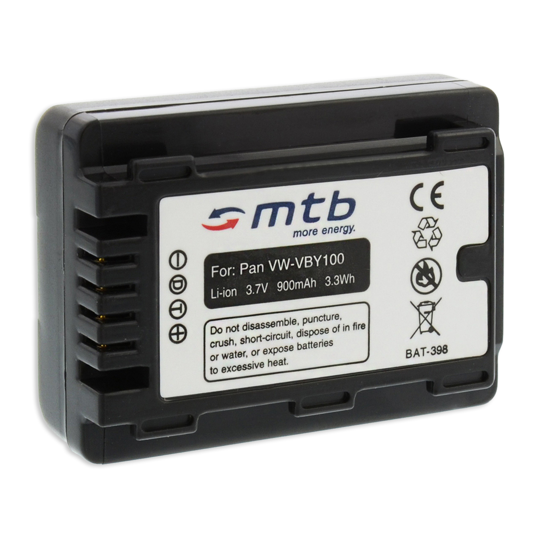 BAT-398 mAh MTB 900 VW-VBY100 Akku, ENERGY Li-Ion, MORE