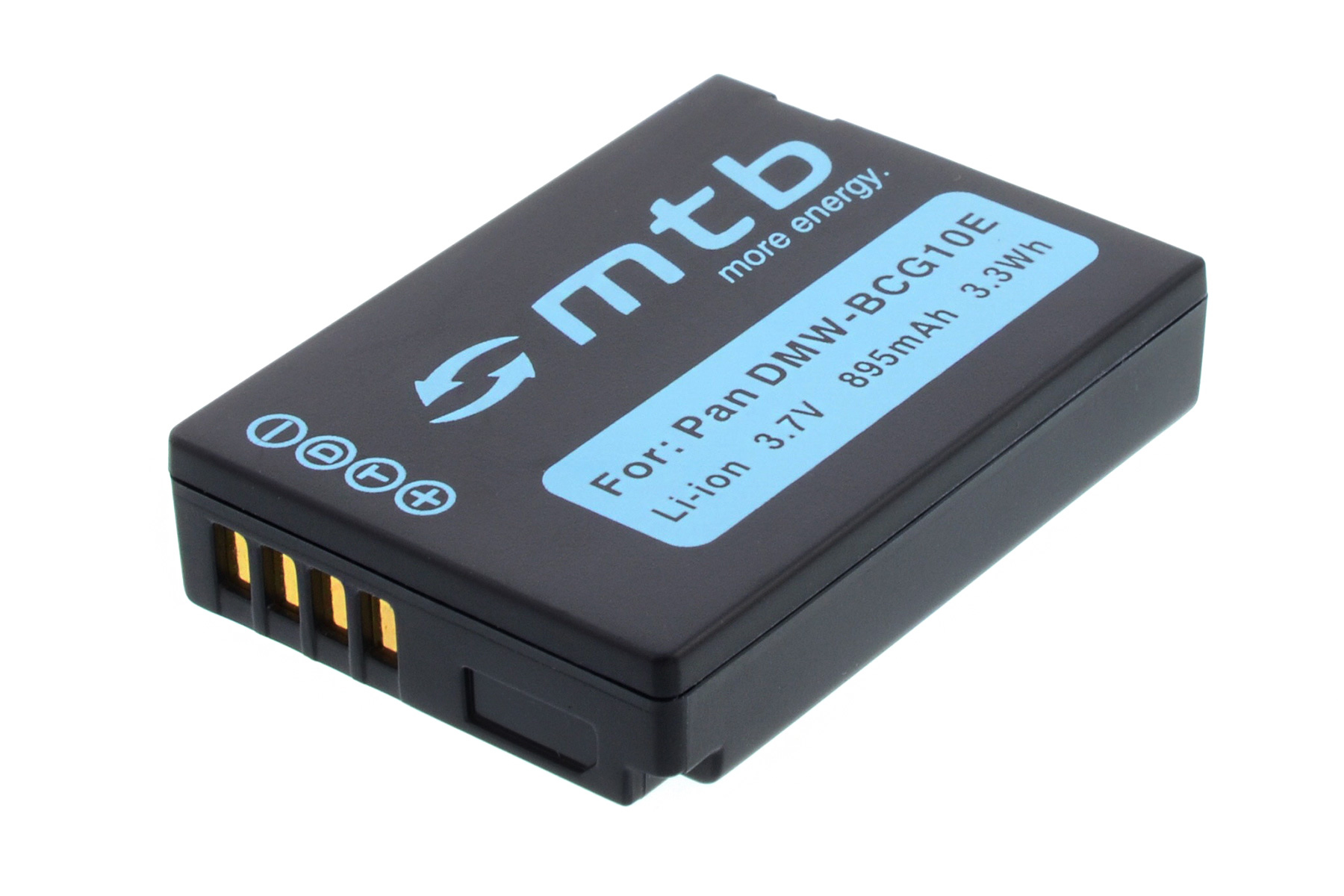 Eine schwarze Batterie mit einem Etikett.