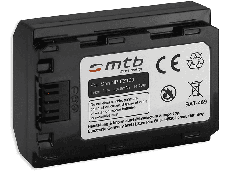 MTB MORE ENERGY BAT-489 Li-Ion, NP-FZ100 mAh 2040 Akku