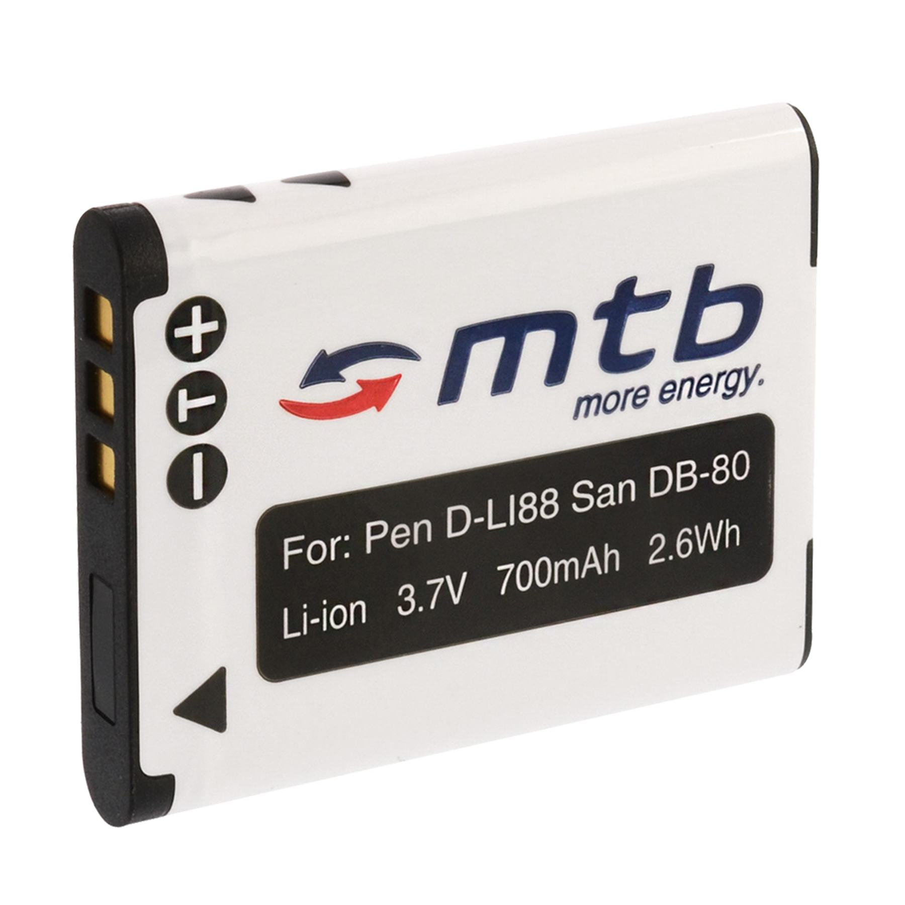 Batteria Ricaricabile Per Sanyo DB-L80 – 740mAh, 3.7V, Li-Ion, Alternativa Di Alta Qualità, Dimensioni 39.2x31.2x6.0mm
