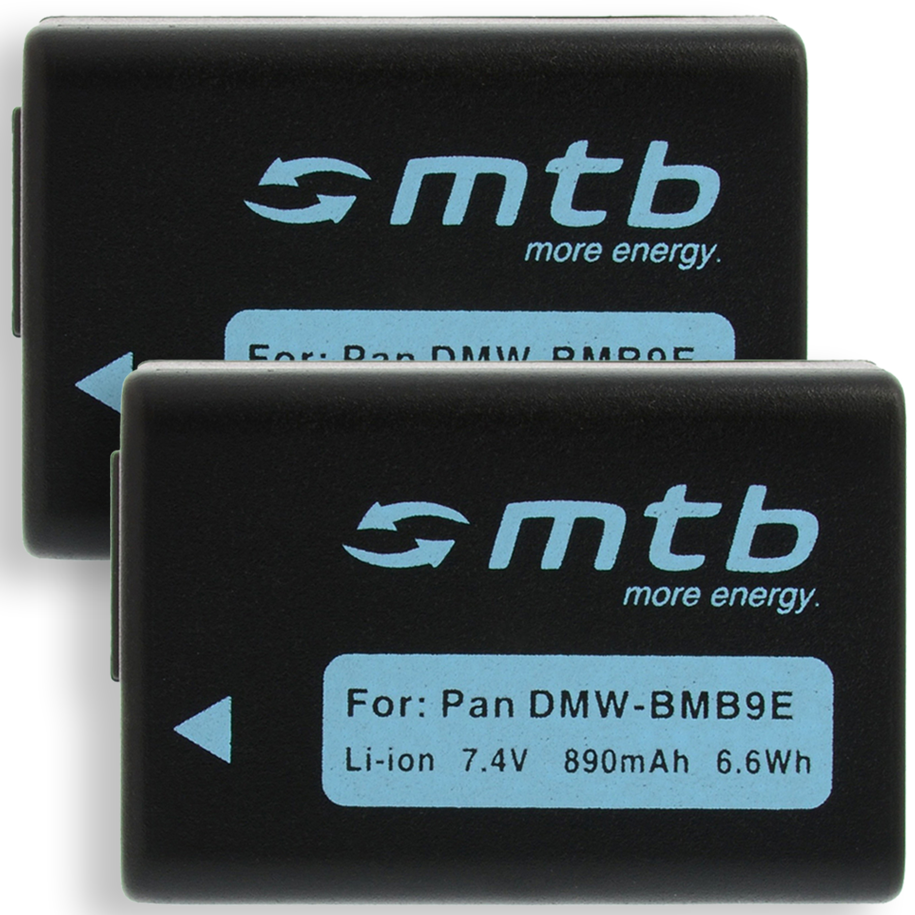 2x DMW-BMB9 MTB mAh 890 Akku, Li-Ion, BAT-247 MORE ENERGY