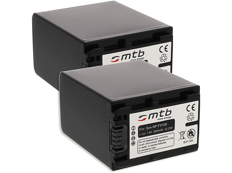 MTB MORE BAT-334 2x 3000 ENERGY Li-Ion, Akku, NP-FV100 mAh