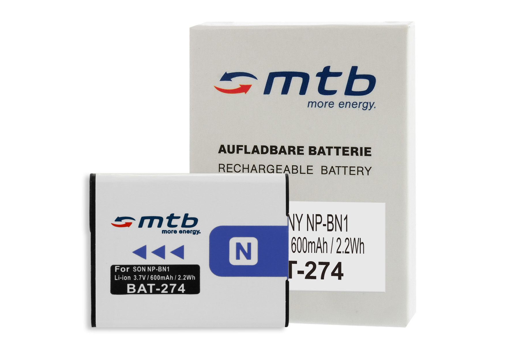 NP-BN1 mAh ENERGY Akku, Li-Ion, MORE 2x 600 BAT-274 MTB