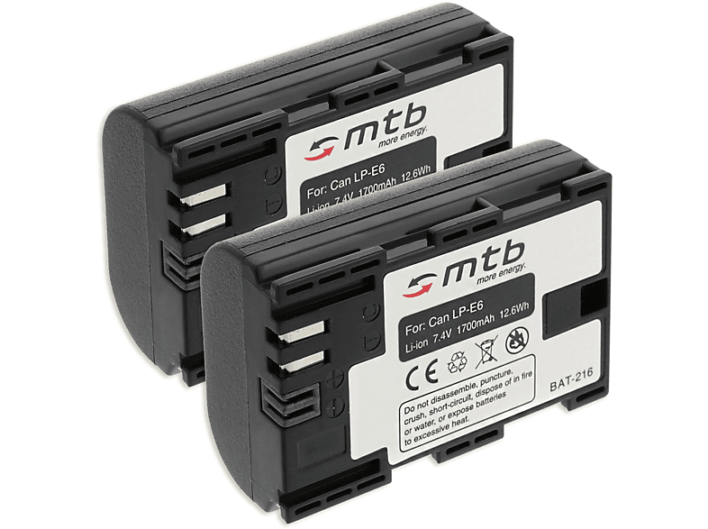 MTB MORE ENERGY 2x BAT-216 LP-E6 1700 mAh Akku, Li-Ion
