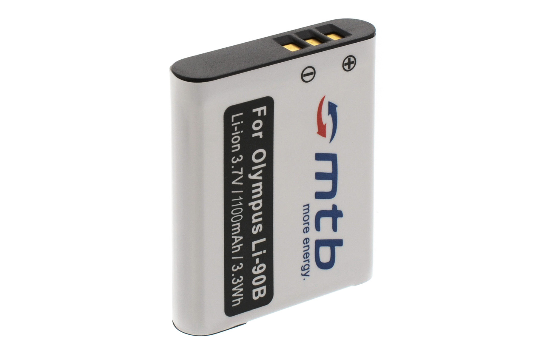 Eine weiße Batterie mit einem Etikett.