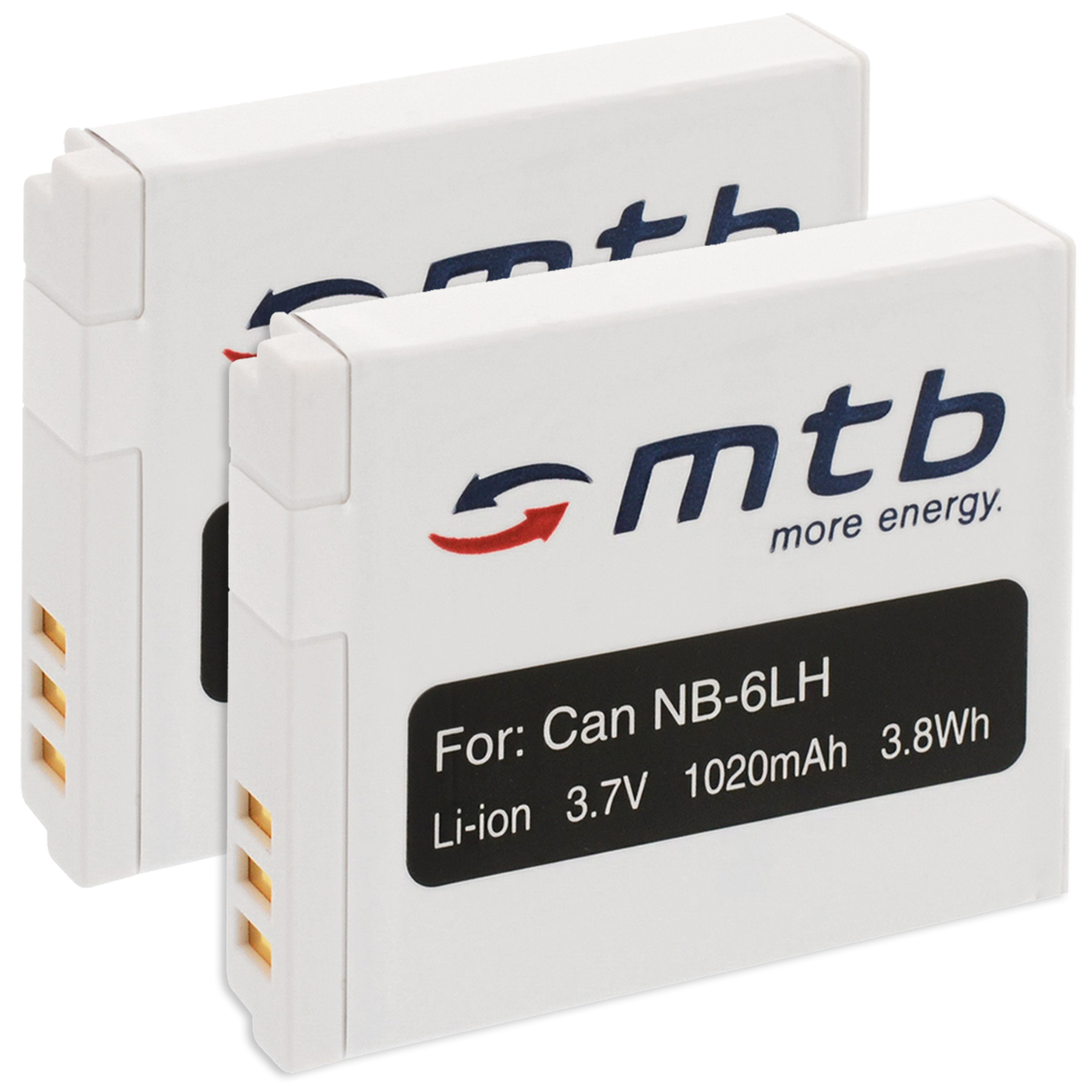 Li-Ion, 1020 ENERGY BAT-083 MORE mAh MTB NB-6L 2x Akku,