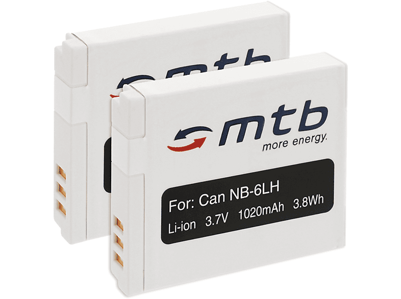 mAh NB-6L MORE Akku, ENERGY 1020 MTB BAT-083 2x Li-Ion,