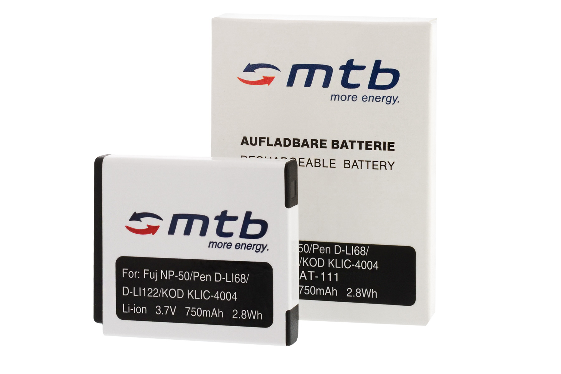 Zwei Batterien mit weißer Verpackung. Die größere hat die Box.