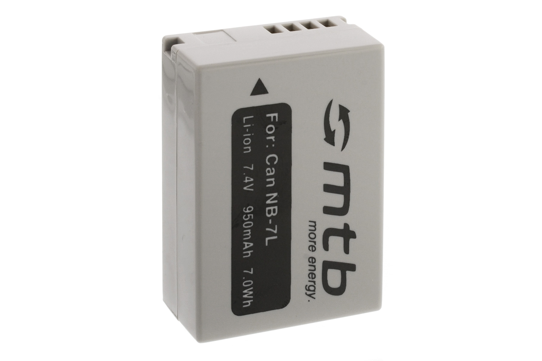 Graue Batterie mit schwarzem Oberteil. MTB-Logo ist sichtbar. Text zeigt die Spezifikationen.