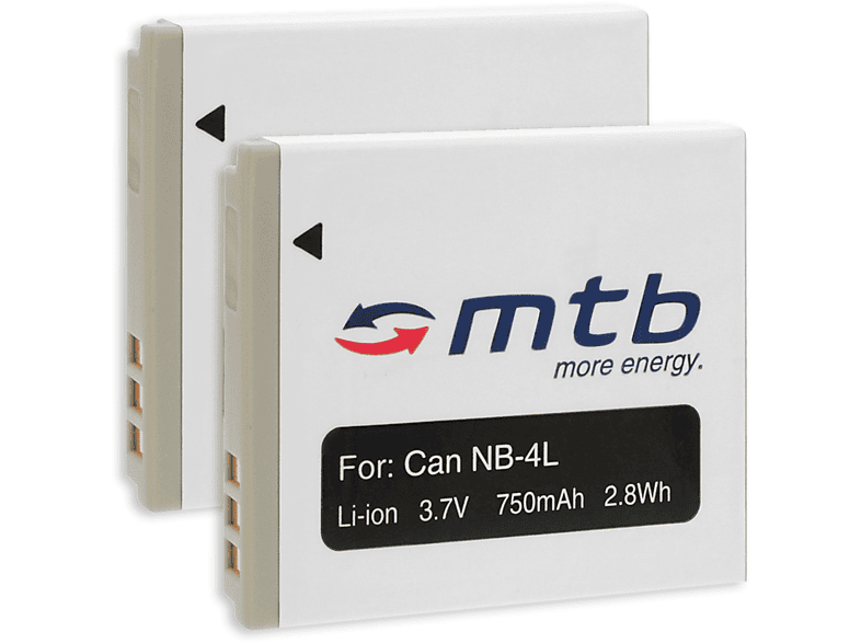 BAT-001 mAh 2x NB-4L 750 MTB ENERGY MORE Li-Ion, Akku,