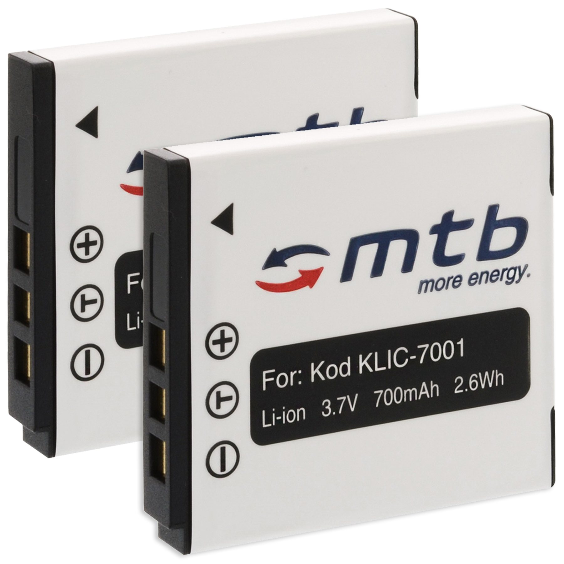 Akku, 2x 700 ENERGY mAh BAT-029 MORE Li-Ion, KLIC-7001 MTB