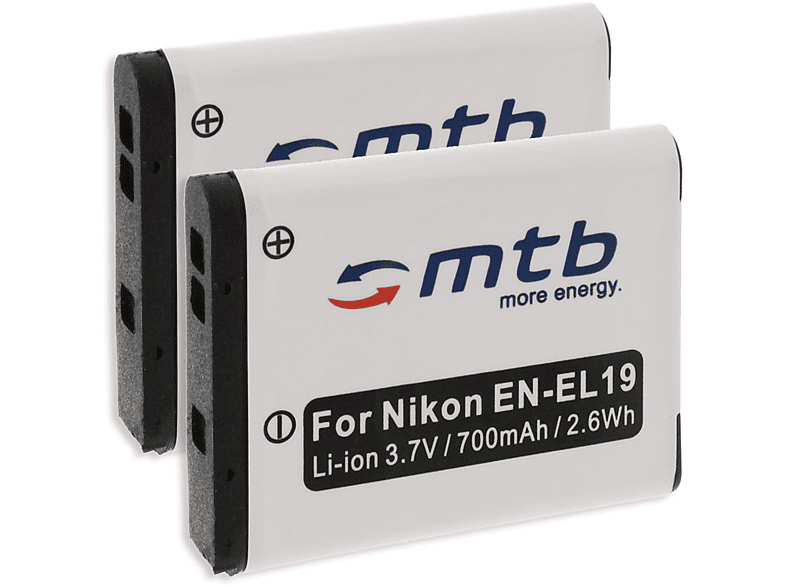 EN-EL19 MORE mAh Li-Ion, 2x MTB ENERGY 700 Akku, BAT-260