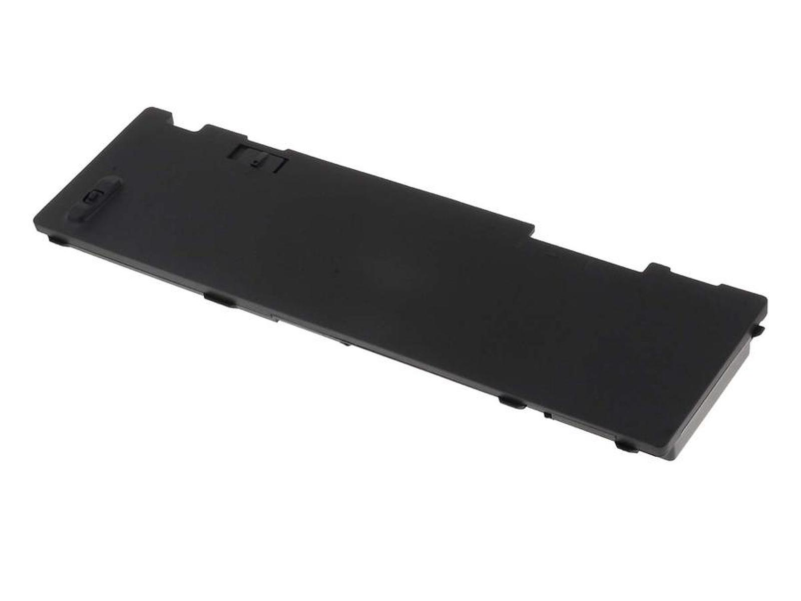 Una batería negra para portátil. La batería es rectangular con una forma larga y plana.