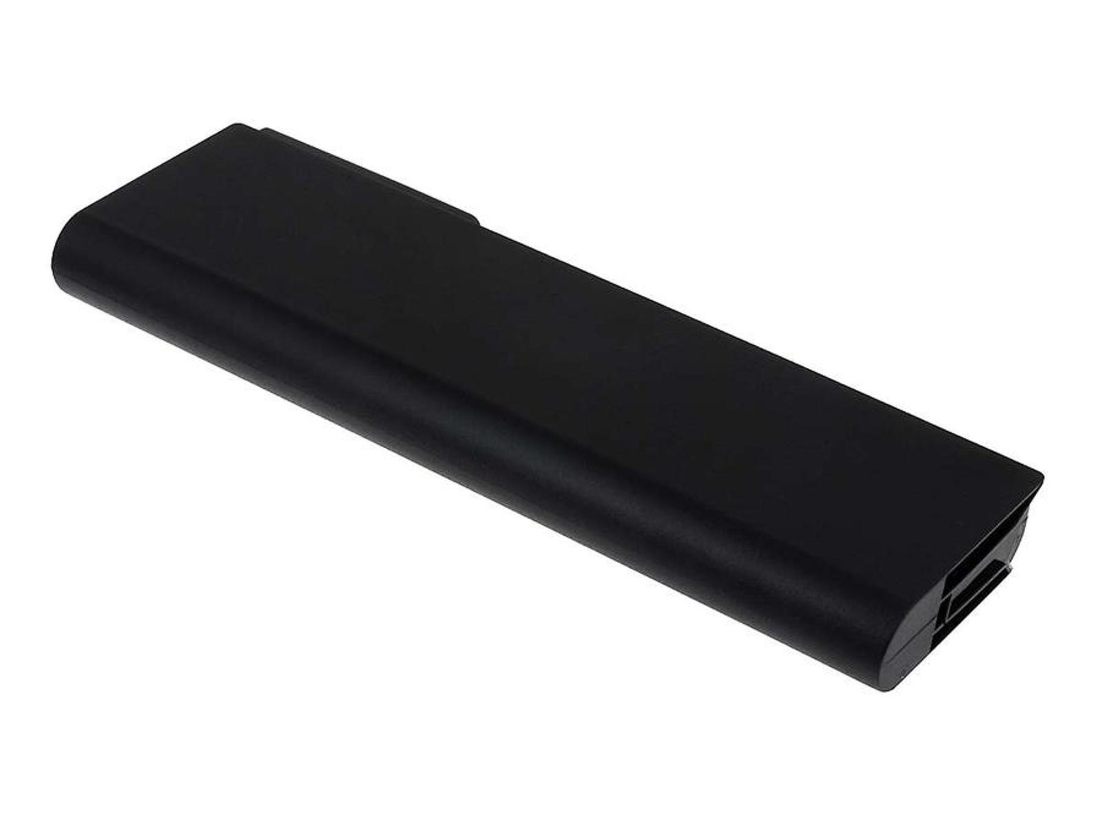 Batería rectangular negra, en ángulo, sobre fondo blanco.