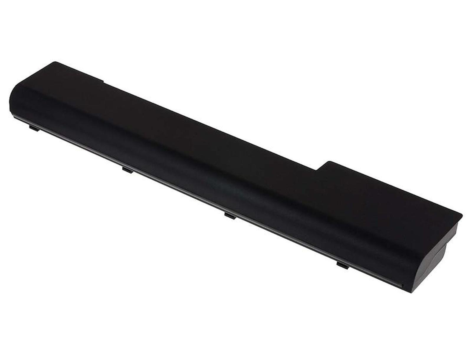 Una batería rectangular negra. Es larga y delgada, con una superficie lisa.