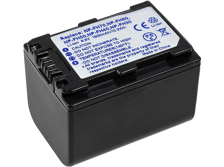 POWERY Akku für Sony DCR-SR35E Li-Ion Akku, 6.8 Volt, 1300mAh