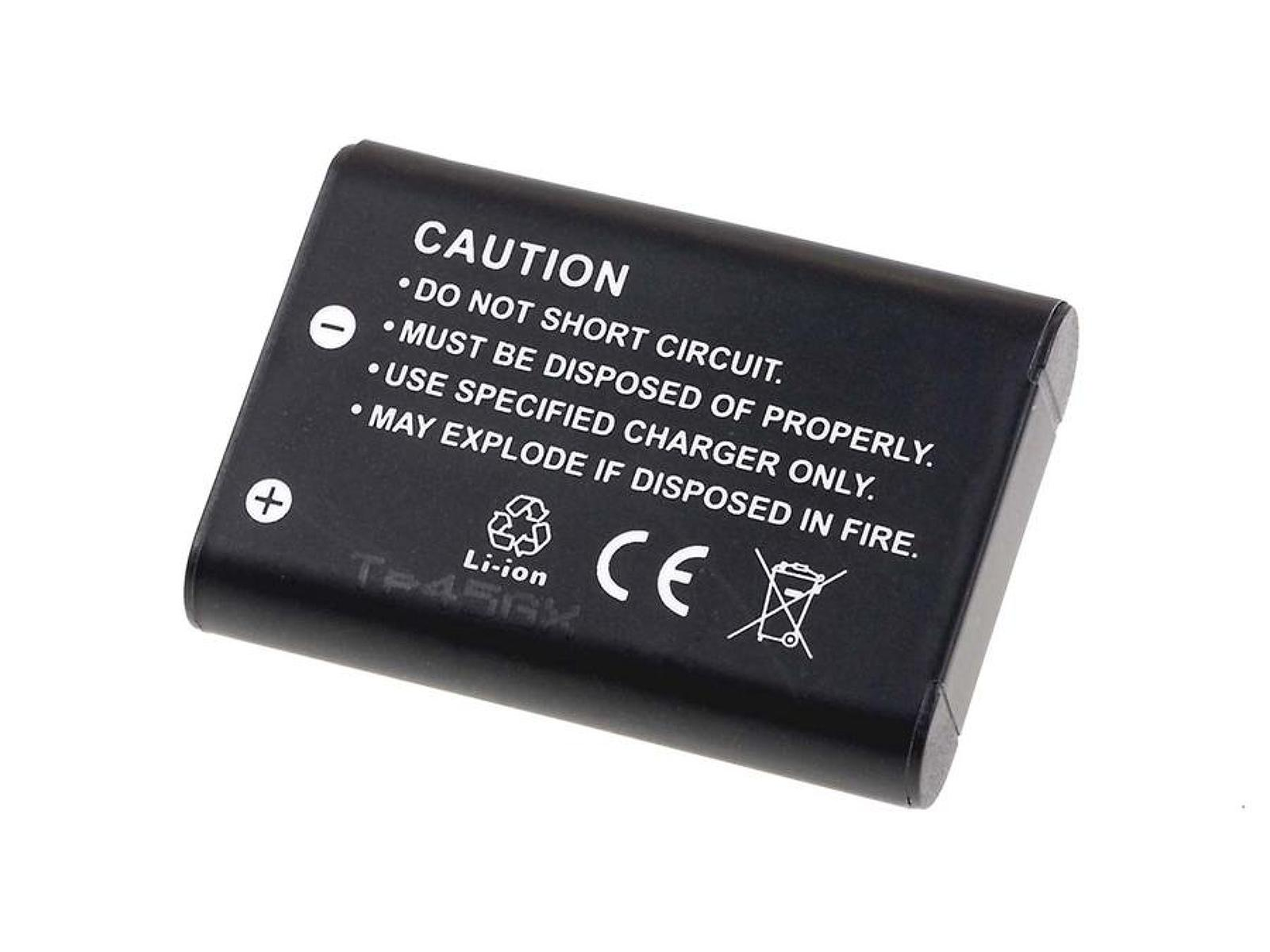 Schwarzer Akku mit Warnhinweisen, Text: CAUTION. DO NOT SHORT CIRCUIT.