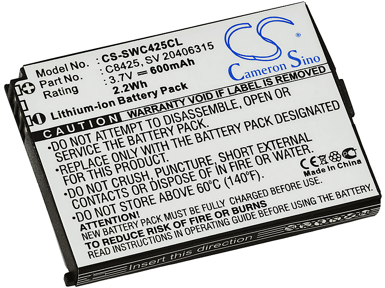 Volt, für Akku Typ POWERY C8425 Swissvoice Akku, Li-Ion 600mAh 3.7