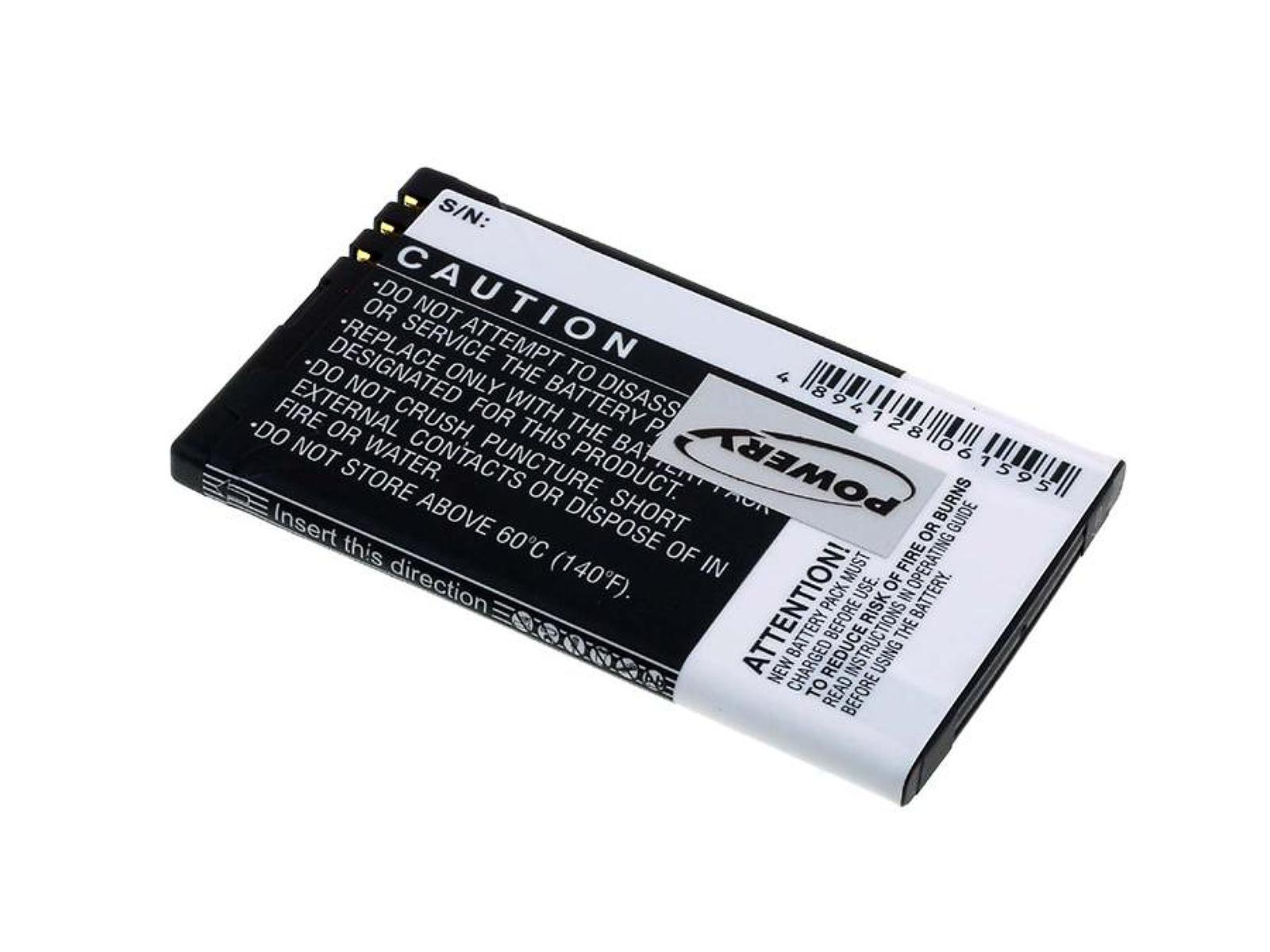 Batería negra con etiqueta blanca, texto de precaución y logo Powery.