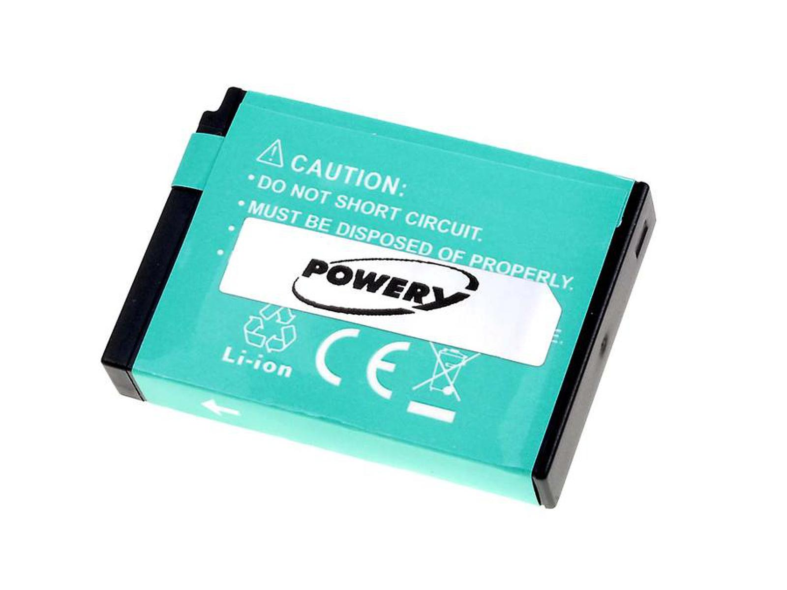 Una batería turquesa rectangular con un marco negro y una etiqueta blanca con un símbolo de energía.