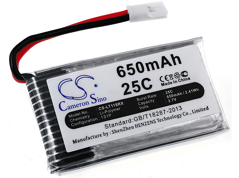 3.7 Akku W609-10 Volt, Li-Polymer POWERY Huajun 650mAh für Akku,