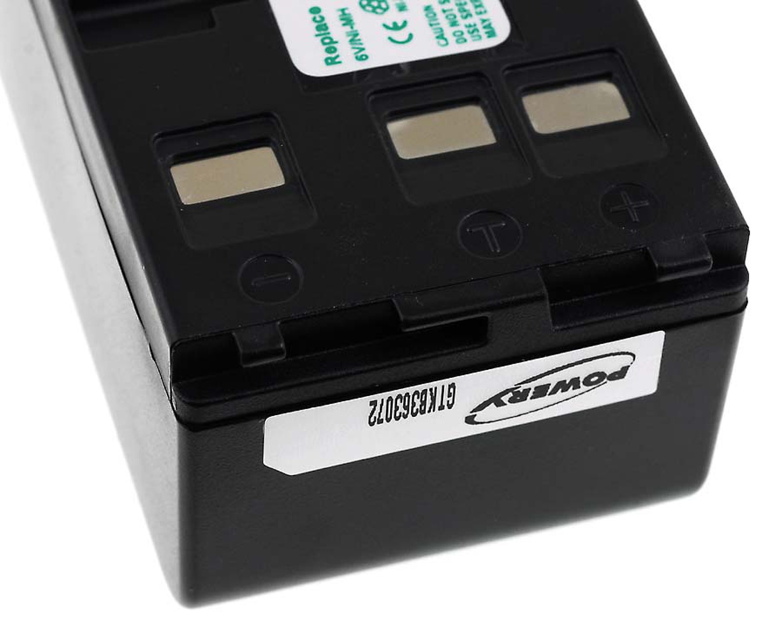 Una batería negra con una etiqueta que dice Power y el texto GTKB363072.