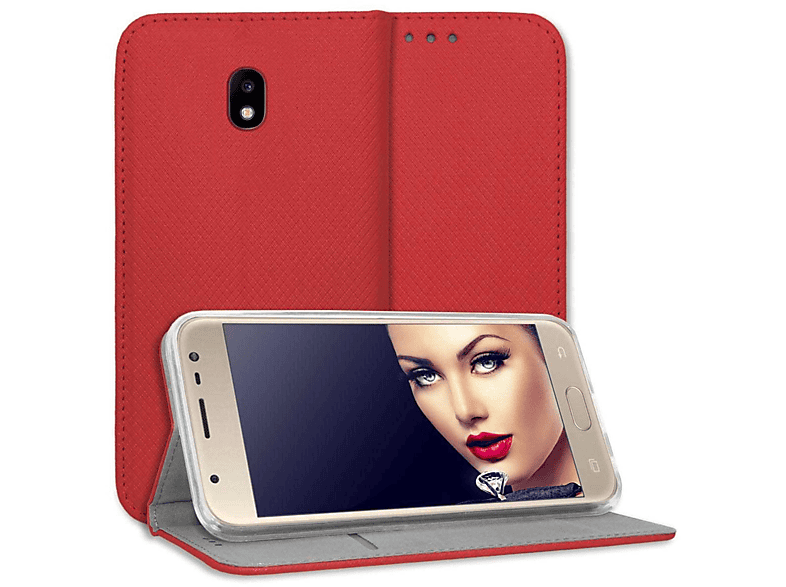 MTB MORE ENERGY Smart Magnet Klapphülle, Bookcover, Samsung, Galaxy J3 2017, Rot