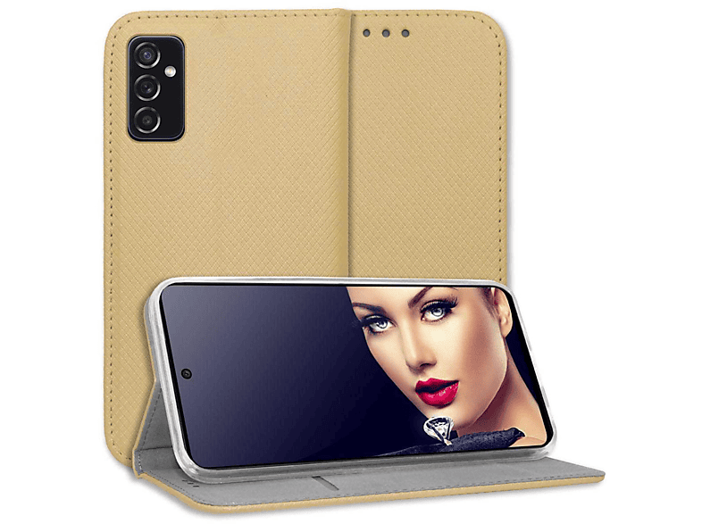 Bookcover, Smart Galaxy ENERGY M52 Klapphülle, 5G, Samsung, MORE MTB Gold Magnet