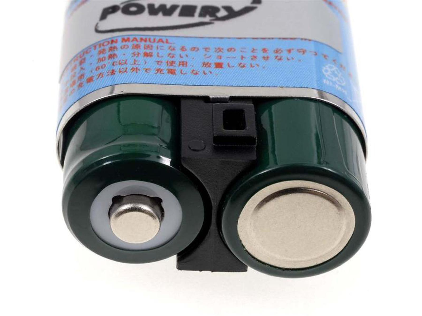 Primer plano de dos baterías cilíndricas verdes, con un conector negro.