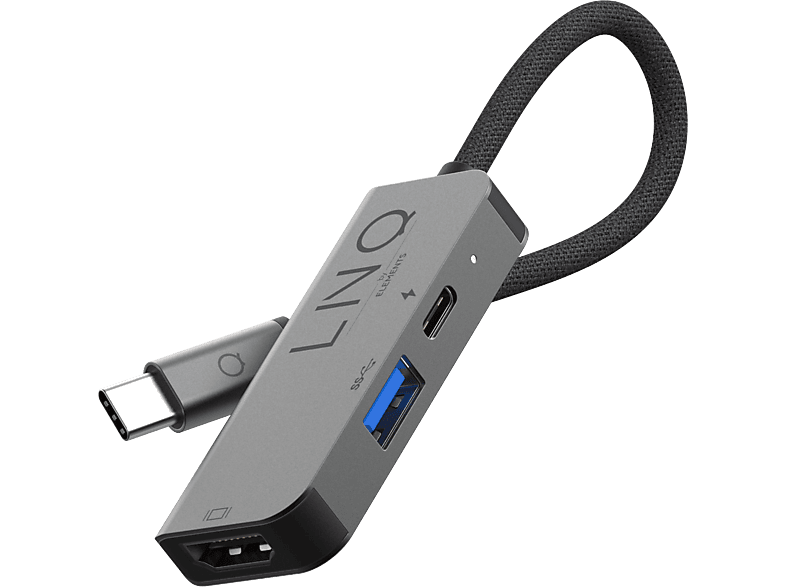 3-in-1, Grey Hub, Black, LINQ USB-C