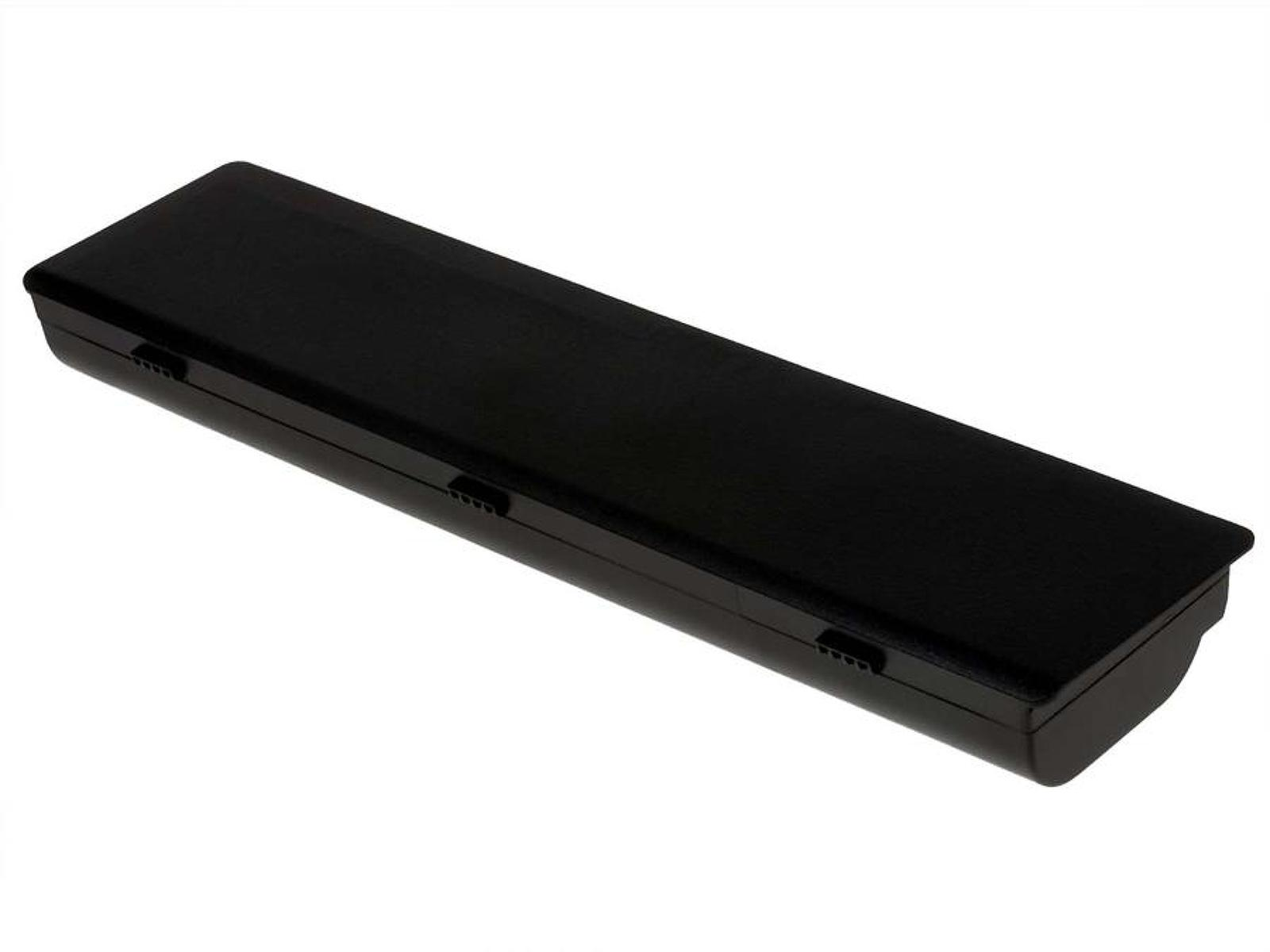 Dispositivo negro rectangular, posiblemente una batería. Dos cierres pequeños arriba. Vista en ángulo.
