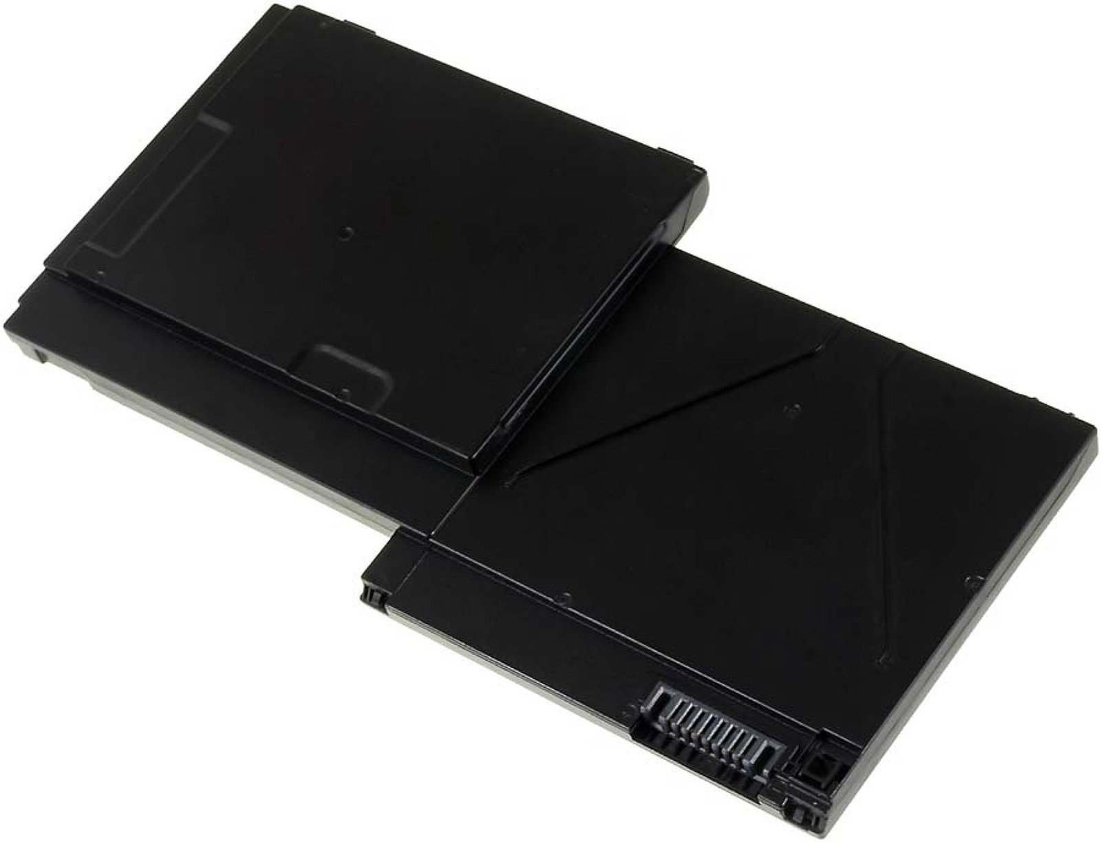 Dos baterías negras rectangulares de portátil ligeramente superpuestas sobre fondo blanco.