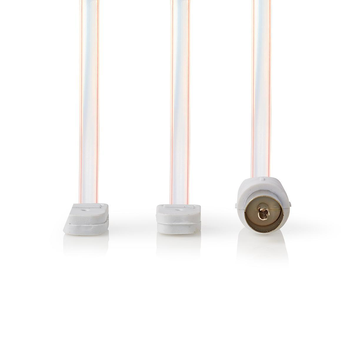 Drei transparente Röhren mit einem Stecker am Ende auf weißem Hintergrund.