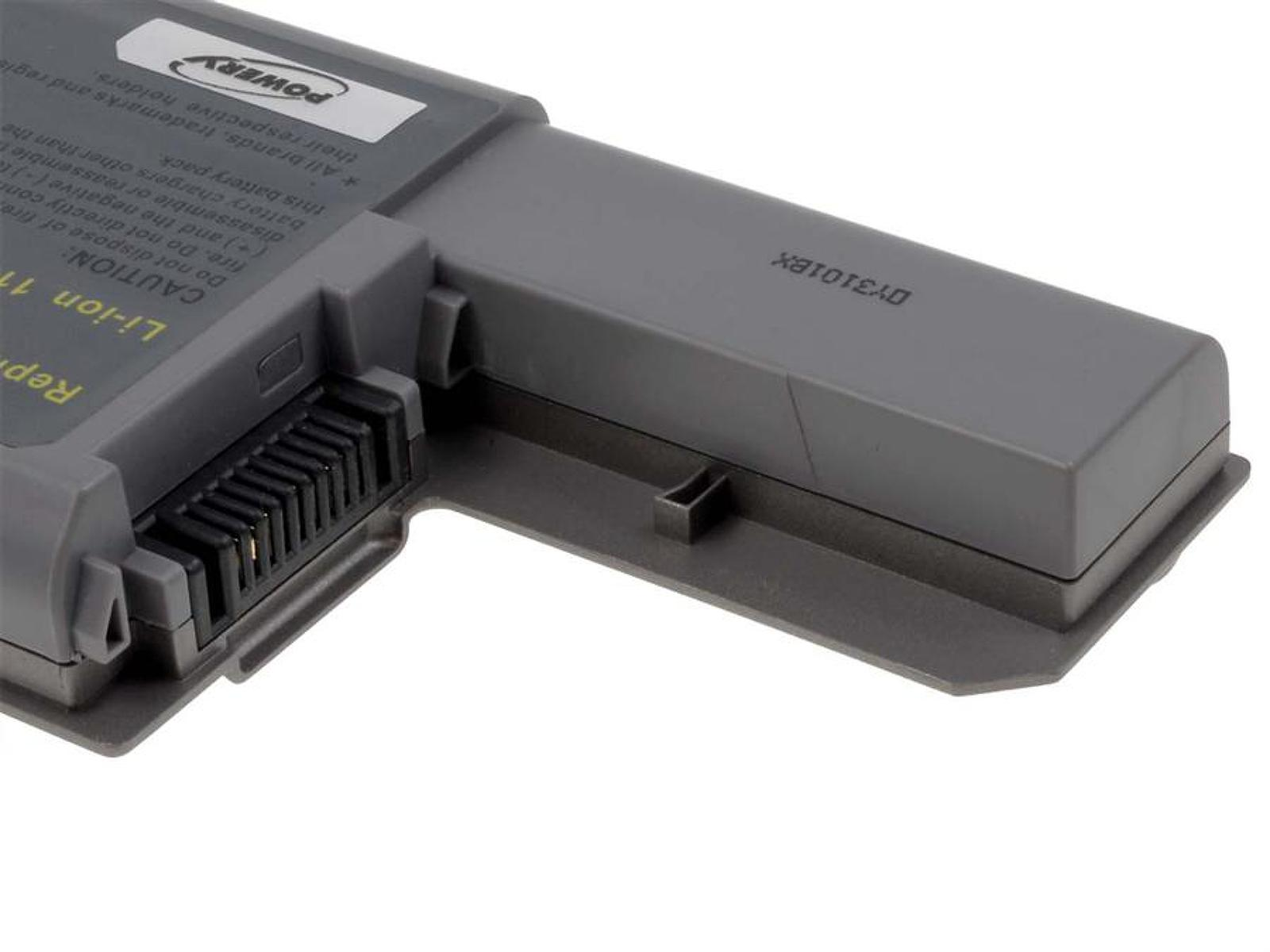 Paquete de batería gris con conector y etiquetas de texto.