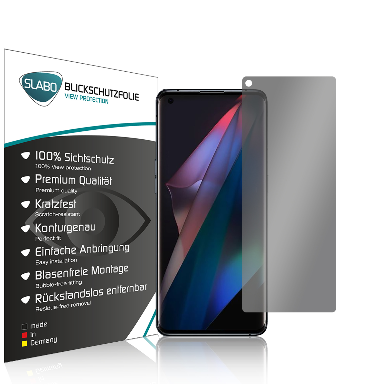 Find Displayschutz(für X3 OPPO Protection Blickschutz Schwarz Pro (5G)) View 360° SLABO