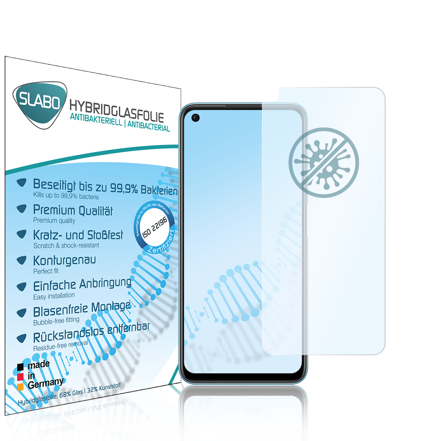SLABO antibakteriell Displayschutz(für flexibles A96) OPPO Hybridglas