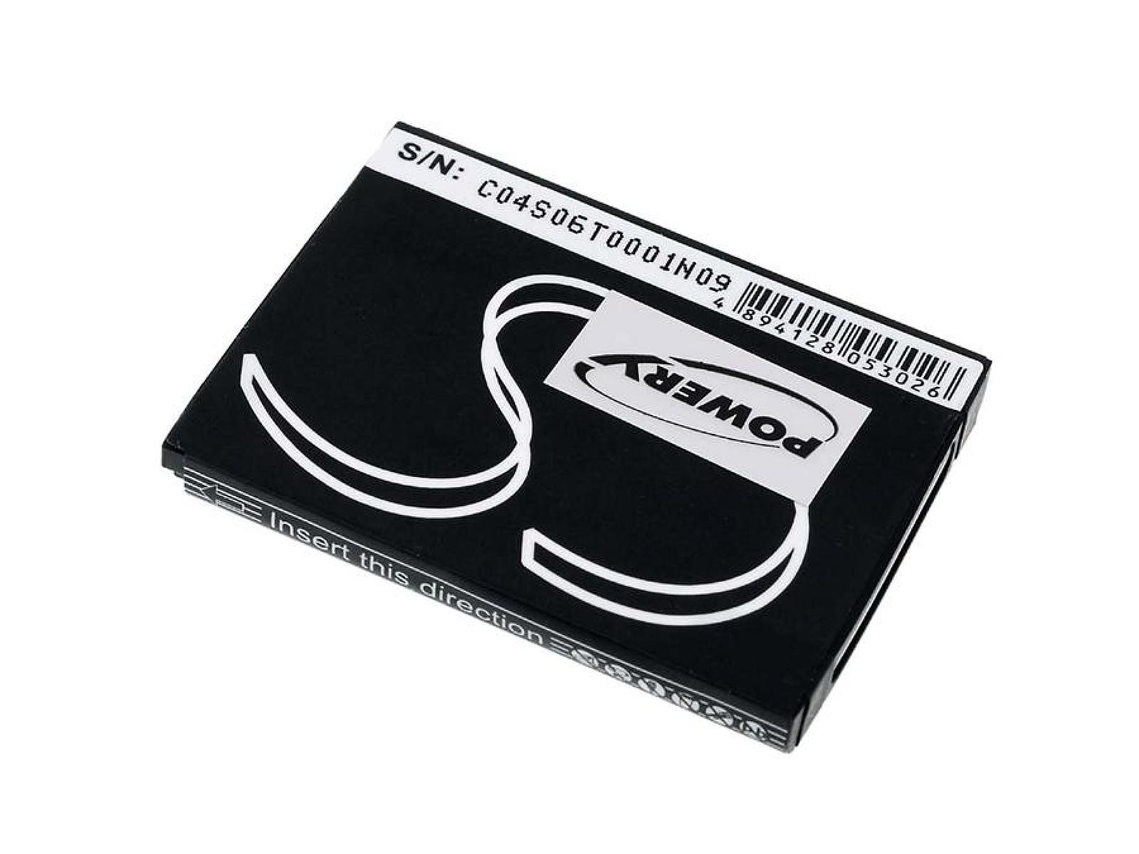 Batería negra rectangular con texto blanco y código de barras. La parte superior dice 'POWER', 'S/N: C04S06T0001N09'.