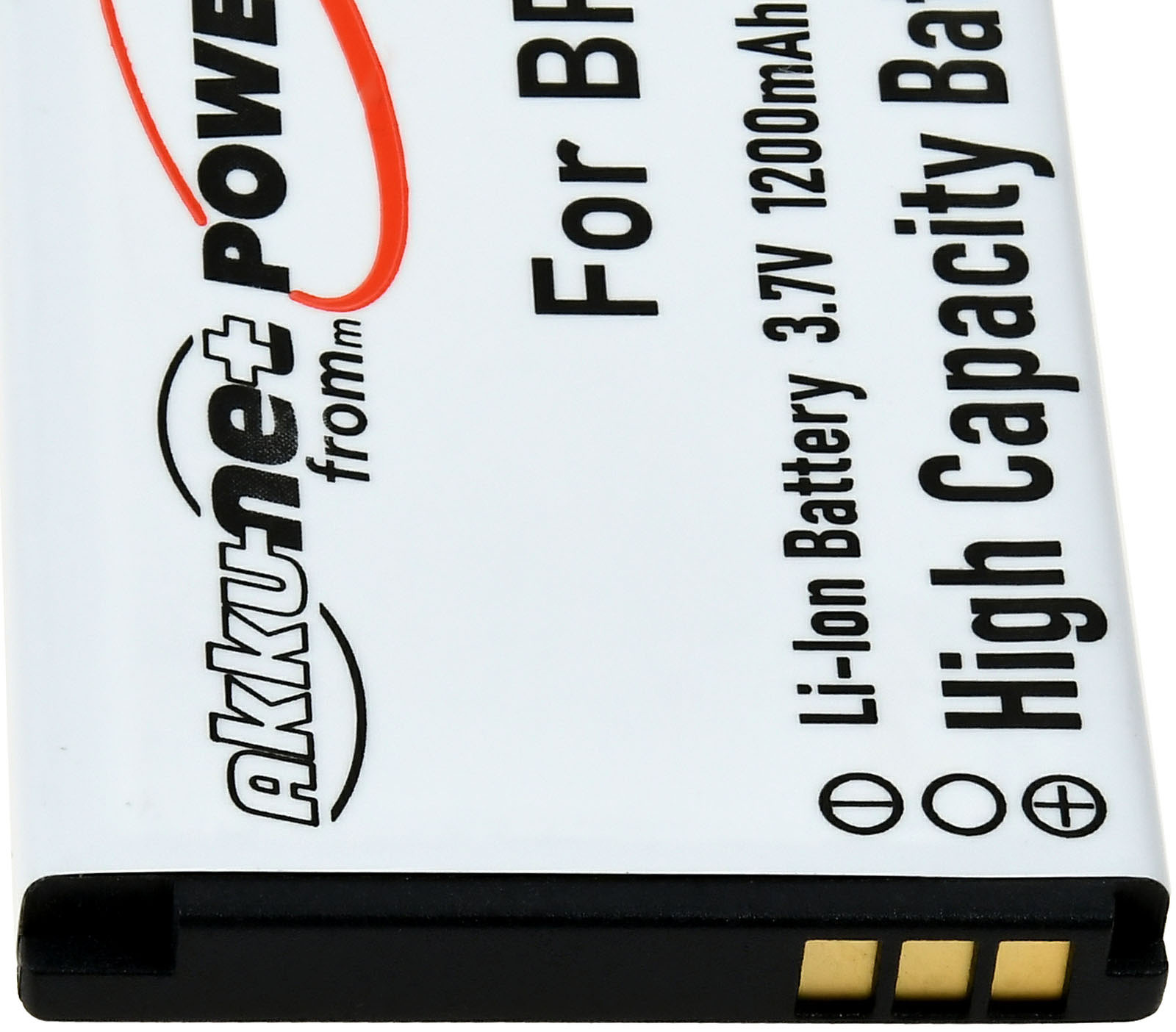 Etiqueta de la batería con texto: Akkunet Power, batería de 3,7 V 1200 mAh Li-ion, batería de alta capacidad.