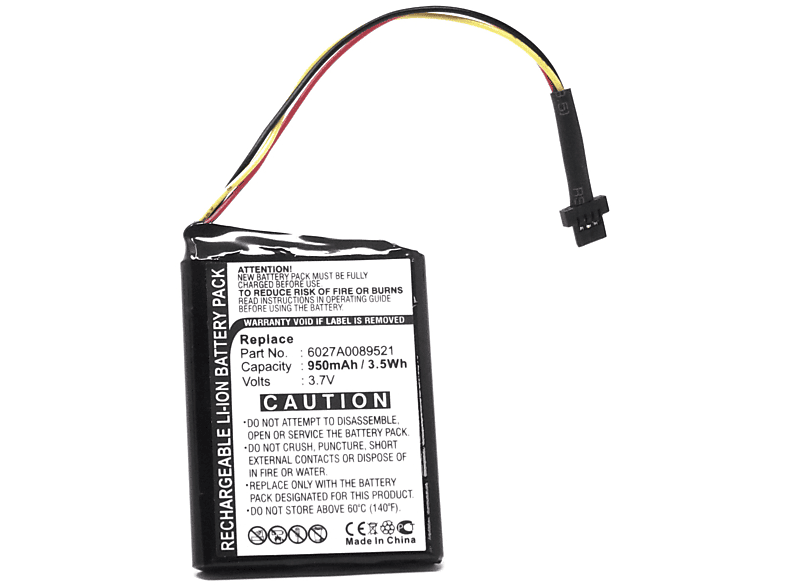 POWERY Akku für TomTom One 140 Li-Ion Akku, 3.7 Volt, 950mAh