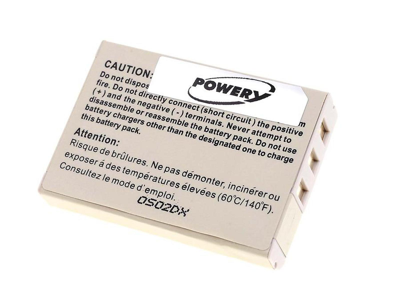 Un paquete de baterías rectangular con una etiqueta blanca que contiene instrucciones de advertencia y el logo 'Powery'.