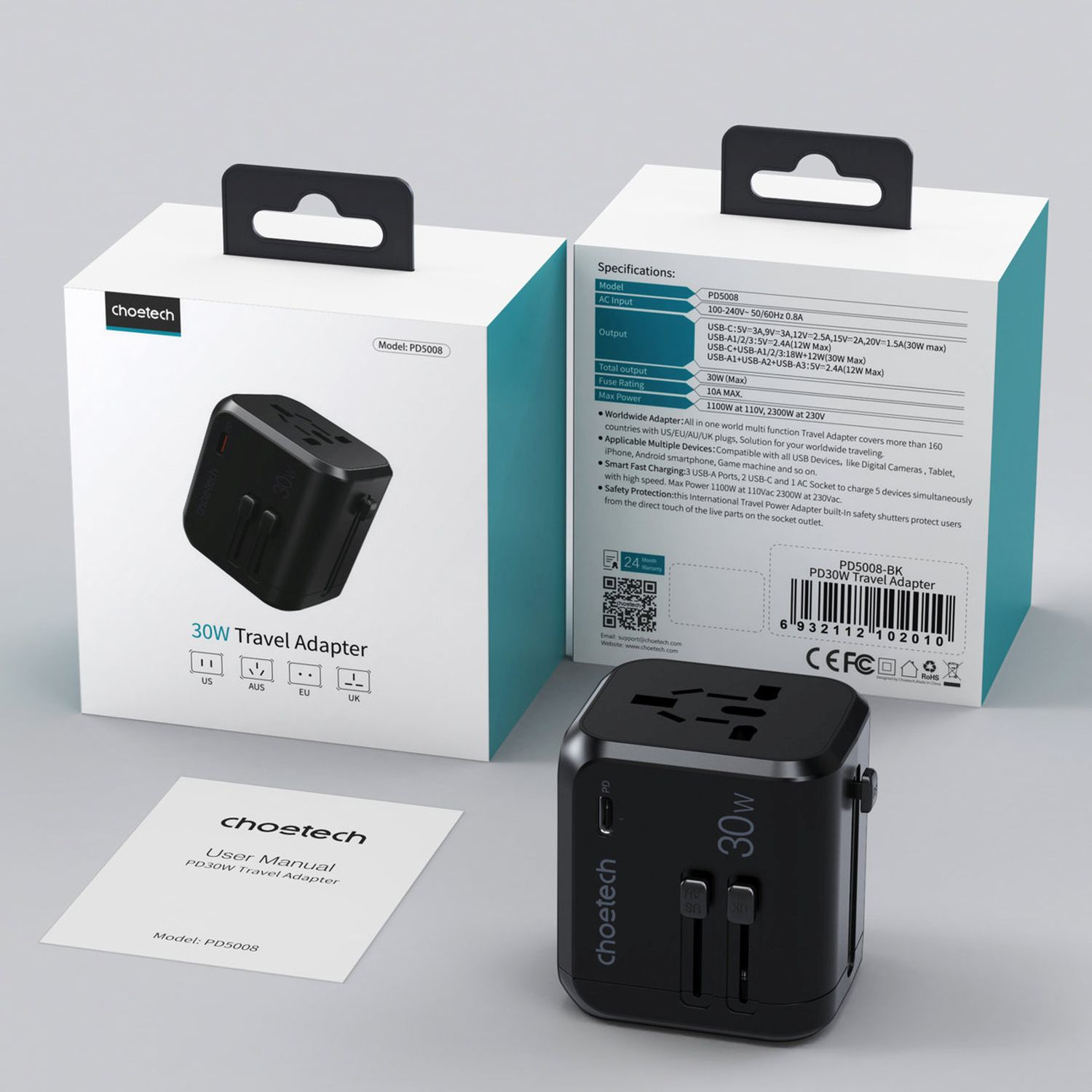 CHOETECH PD5008-BK Schwarz Universal, 30W Ladegerät Handy