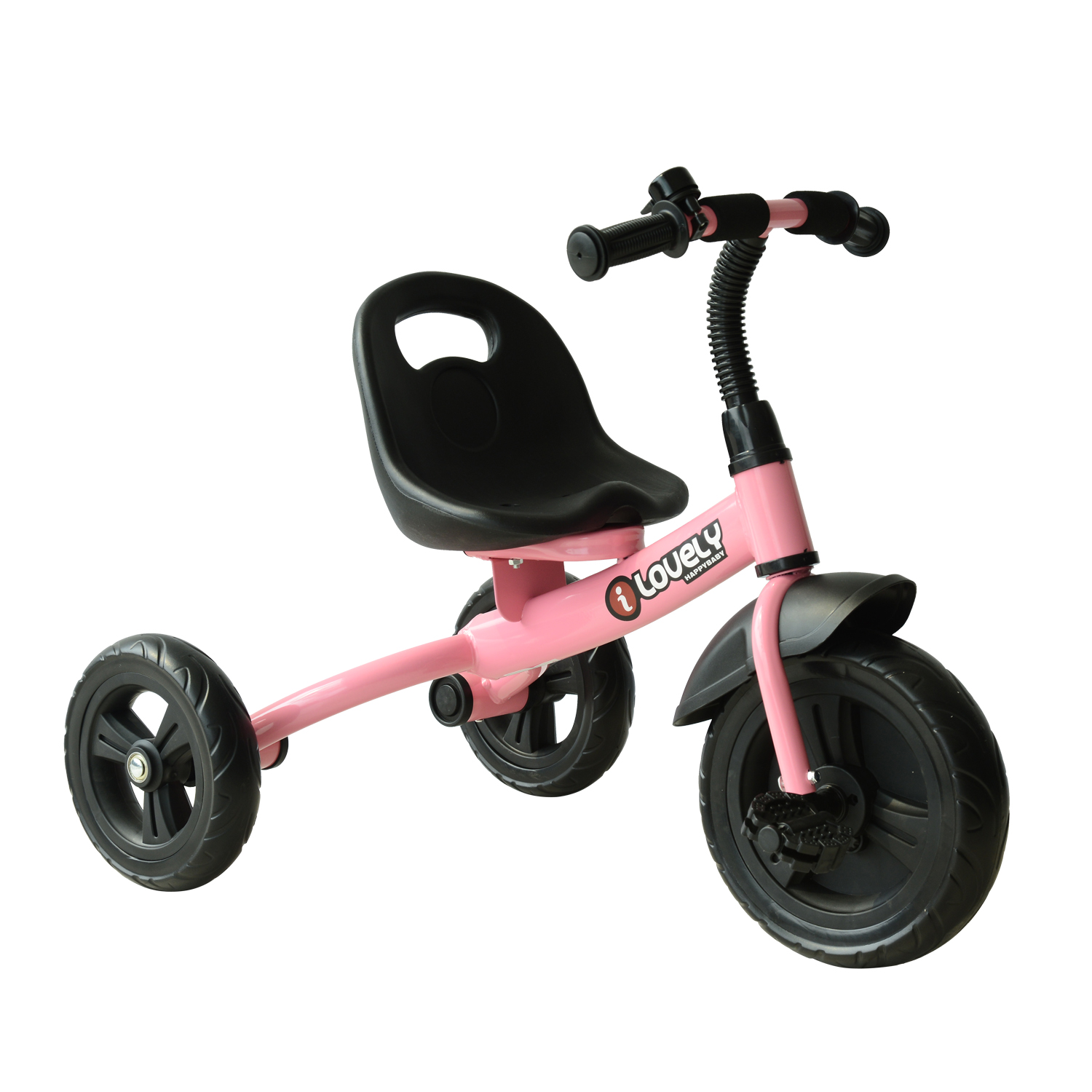 Triciclo Para Niños homcom rosa 74x49x55 cm hierro y tela con timbre de 18 meses guardabarros rueda seguridad 74x49x55cm