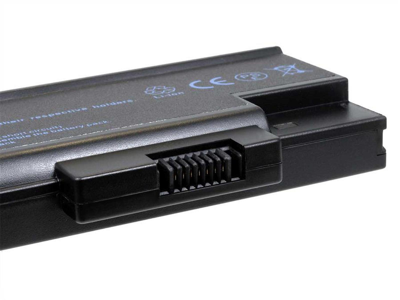 Conector de batería negro con pines dorados. El fondo es blanco.