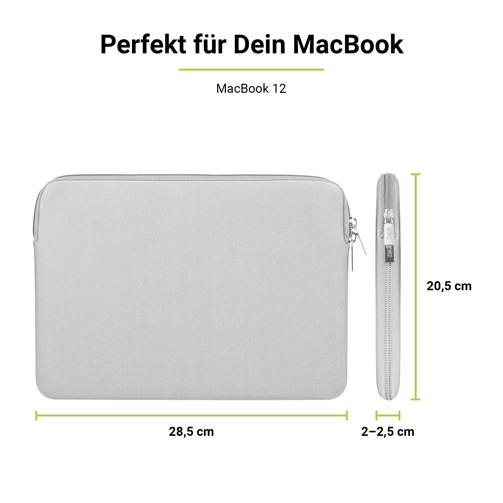 ARTWIZZ Neoprene Sleeve Notebook Tasche Silber Sleeve Neopren, Apple für