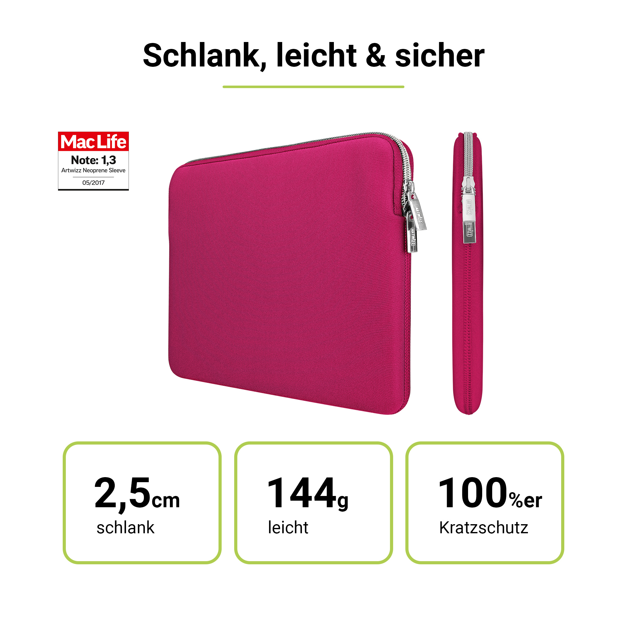 Tasche Neoprene ARTWIZZ für Apple Notebook Rot Neopren, Sleeve Sleeve