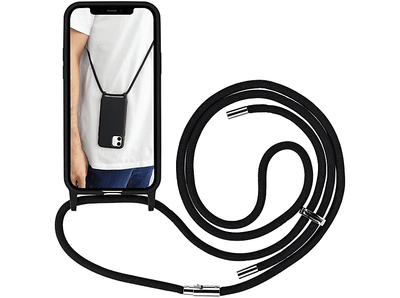 ARTWIZZ HangOn Case Silicone, Apple, 12 Schwarz Umhängetasche, iPhone mini
