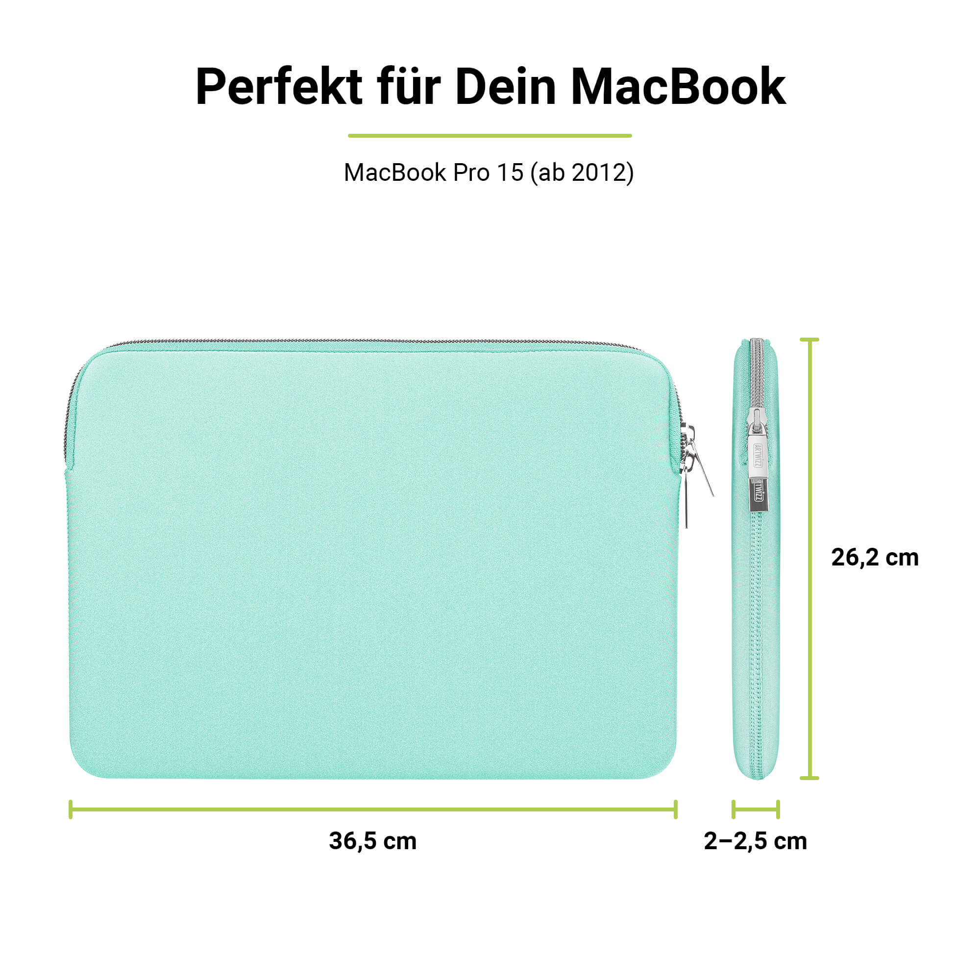 für Apple Tasche ARTWIZZ Grün Neoprene Notebook Sleeve Sleeve Neopren,