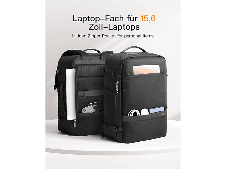 Inateck Laptoprugzak voor heren, 15,6-16 inch, multifunctionele
