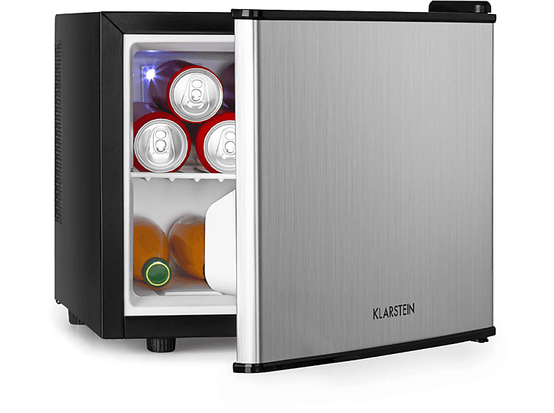 KLARSTEIN Geheimversteck 17l Minibar MiniKühlschrank (G, 38,5 cm hoch, SilberMetallic